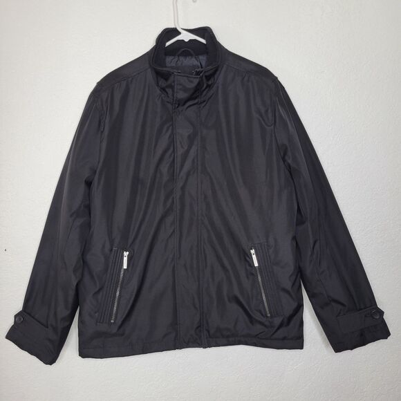 London Fog Black Water Resistant Insulated Zip Snap Closure Jacket Size Large - Picture 2 of 11